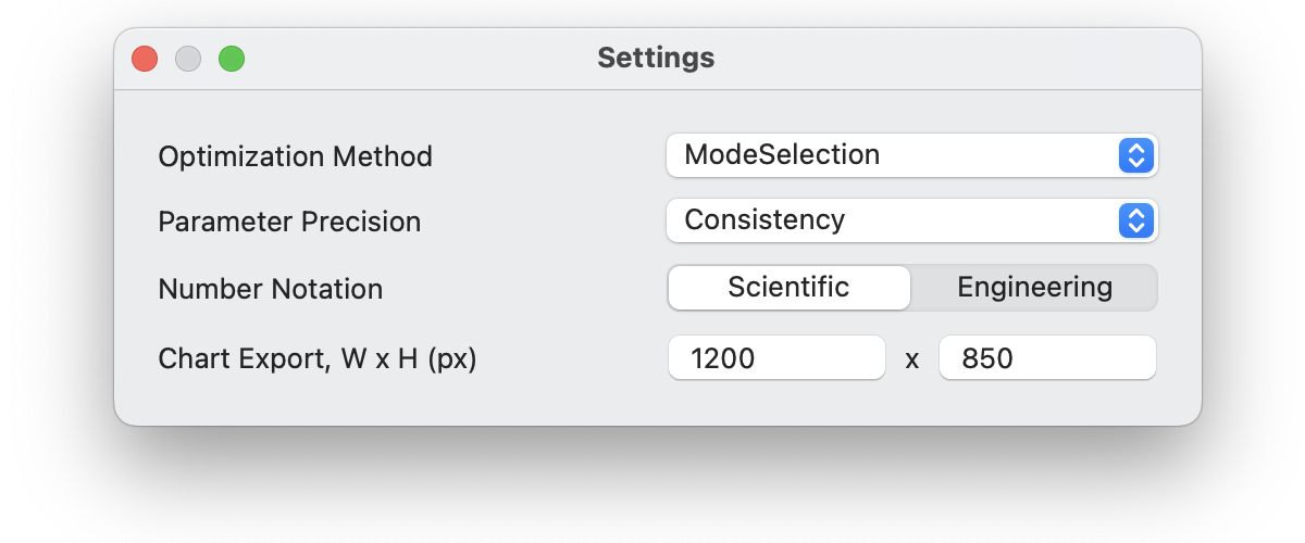 ParX settings window